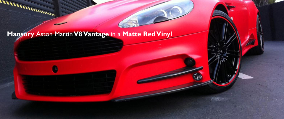 aston martin matte red vinyl wrapped